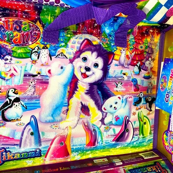 LISA FRANK TRIFOLD PORTFOLIO OVER 750 STICKERS 3 PUZZLES ACTIVITY SET MO… - Picture 12 of 16